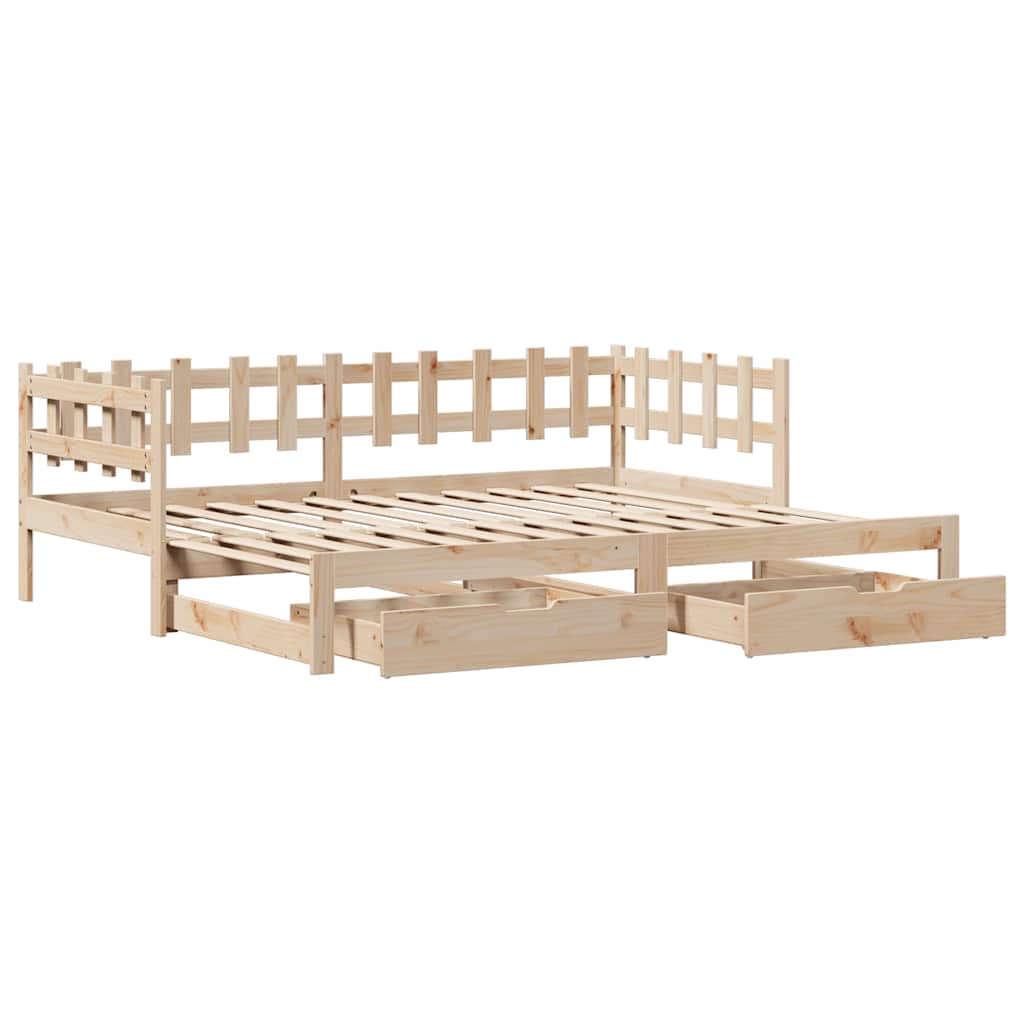 vidaXL Daybed with Trundle and Drawers without Mattress 90x200 cm