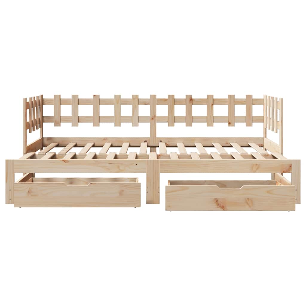 vidaXL Daybed with Trundle and Drawers without Mattress 90x200 cm