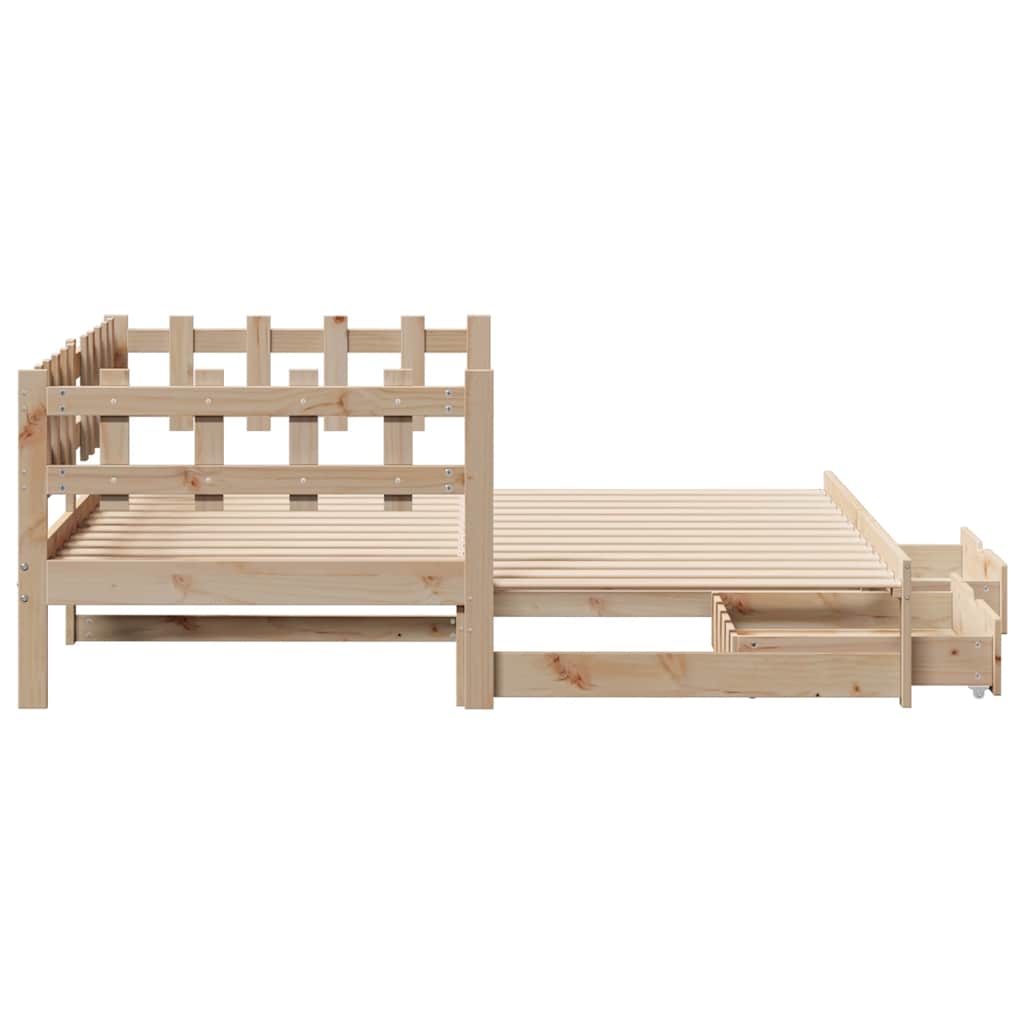 vidaXL Daybed with Trundle and Drawers without Mattress 90x200 cm