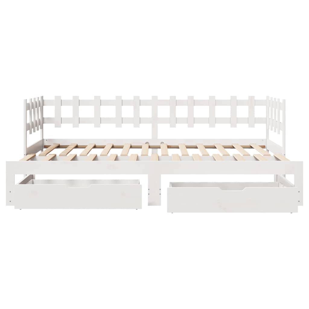vidaXL Daybed with Trundle and Drawers without Mattress White 90x200 cm