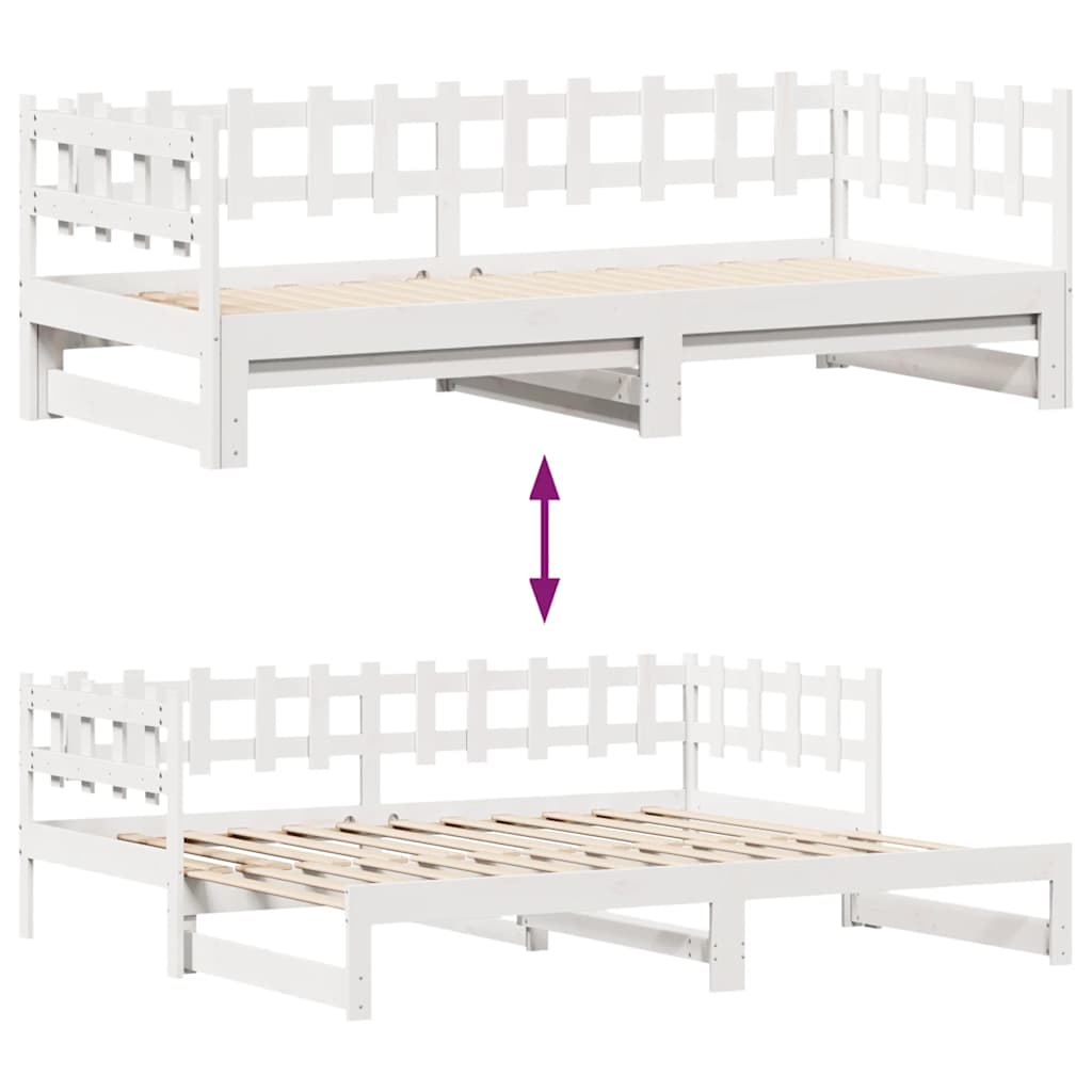 vidaXL Daybed with Trundle and Drawers without Mattress White 90x200 cm