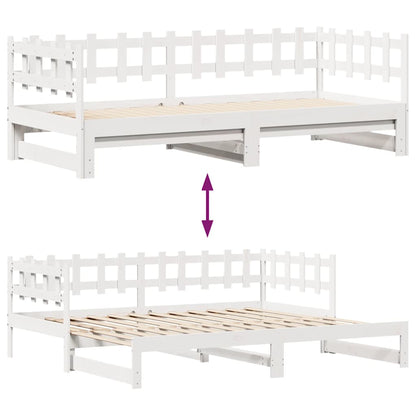 vidaXL Daybed with Trundle and Drawers without Mattress White 90x200 cm