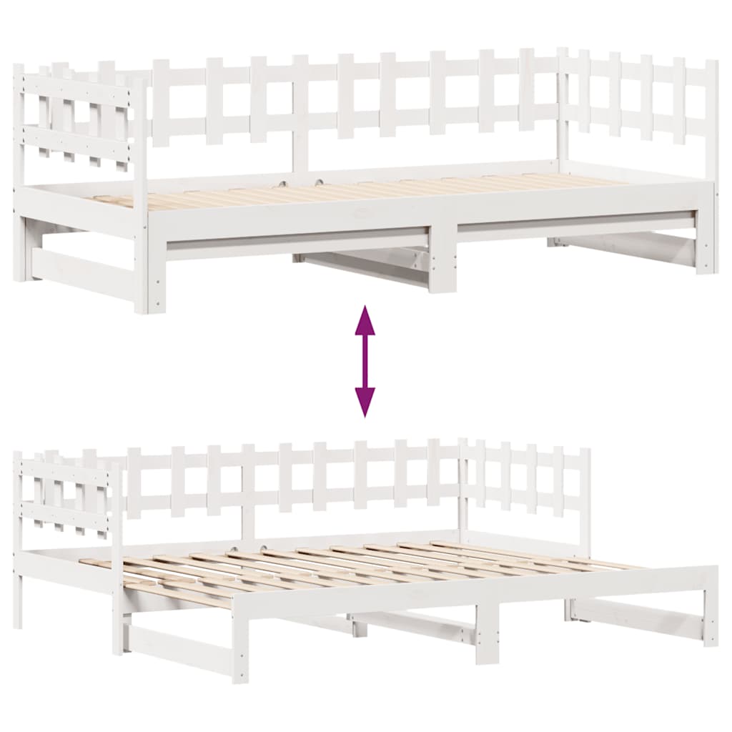 vidaXL Daybed with Trundle and Drawers without Mattress White 90x190 cm Single