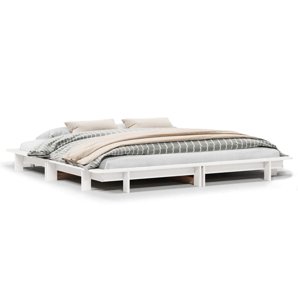 vidaXL Bed Frame without Mattress White 200x200 cm Solid Wood Pine