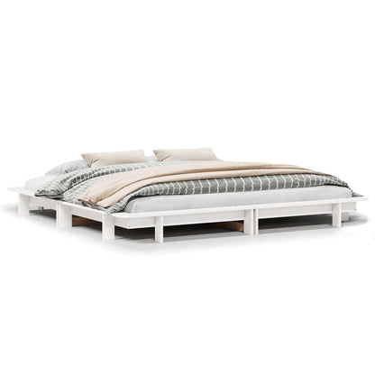 vidaXL Bed Frame without Mattress White 200x200 cm Solid Wood Pine