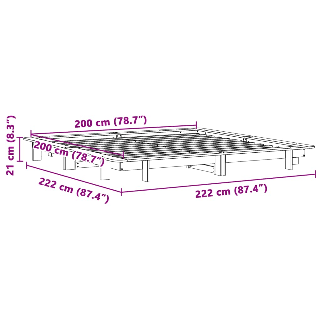 vidaXL Bed Frame without Mattress White 200x200 cm Solid Wood Pine