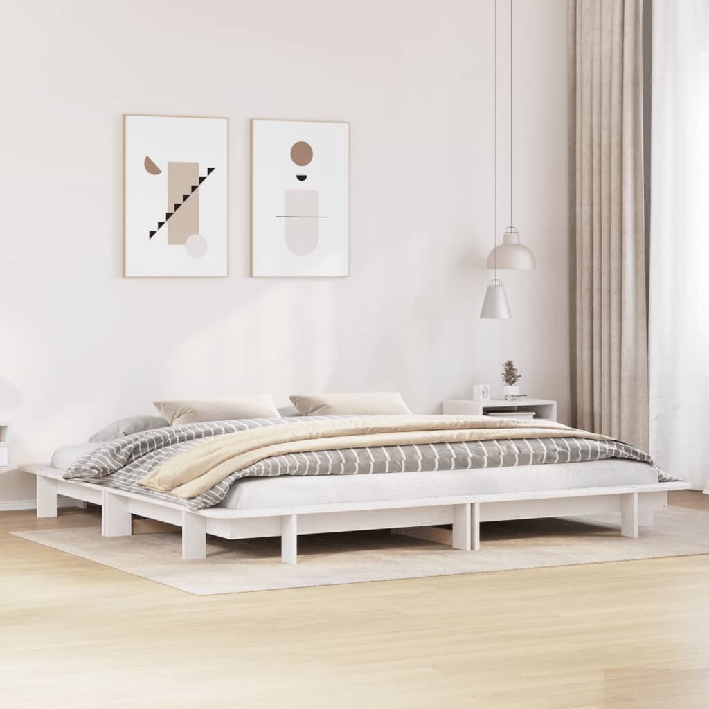 vidaXL Bed Frame without Mattress White 200x200 cm Solid Wood Pine