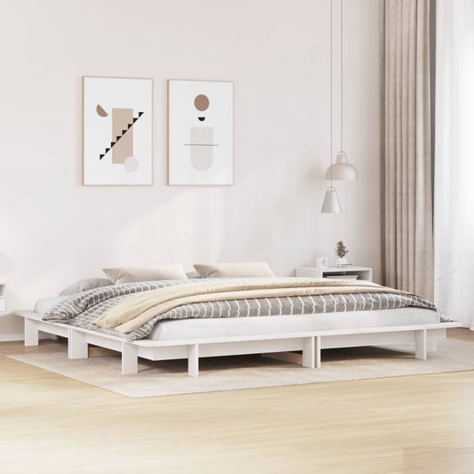 vidaXL Bed Frame without Mattress White 200x200 cm Solid Wood Pine