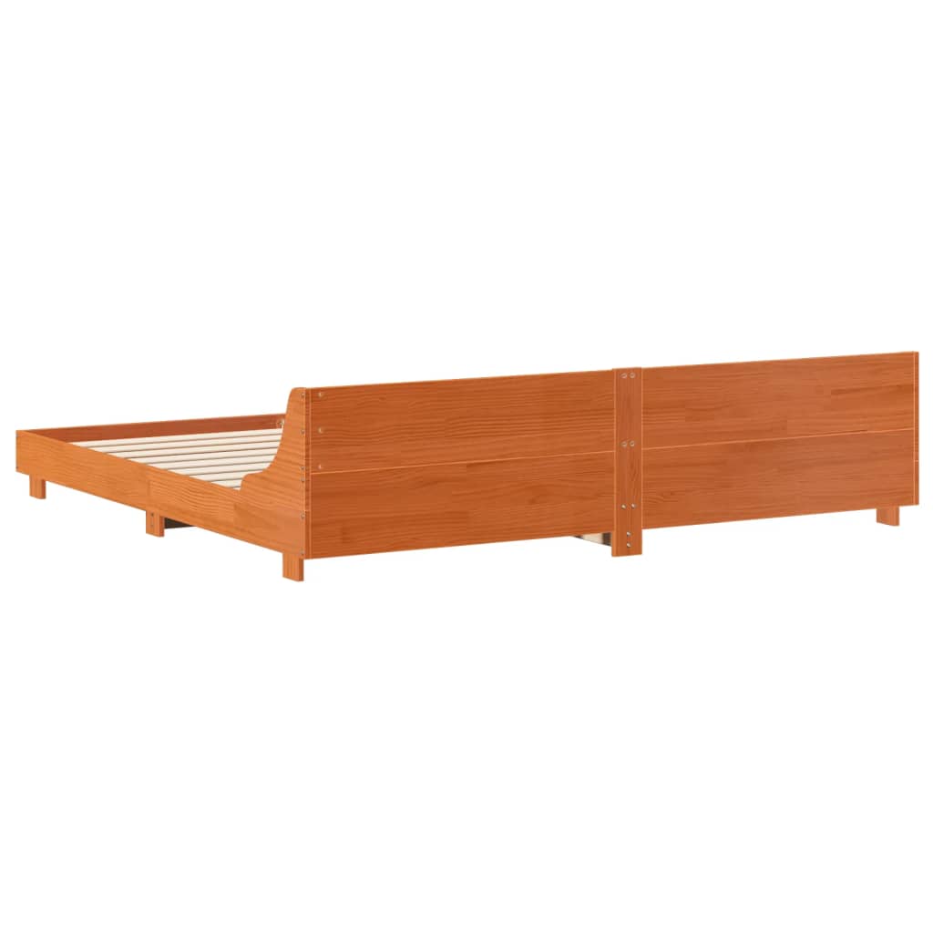 vidaXL Bed Frame without Mattress Wax Brown 200x200 cm Solid Wood Pine