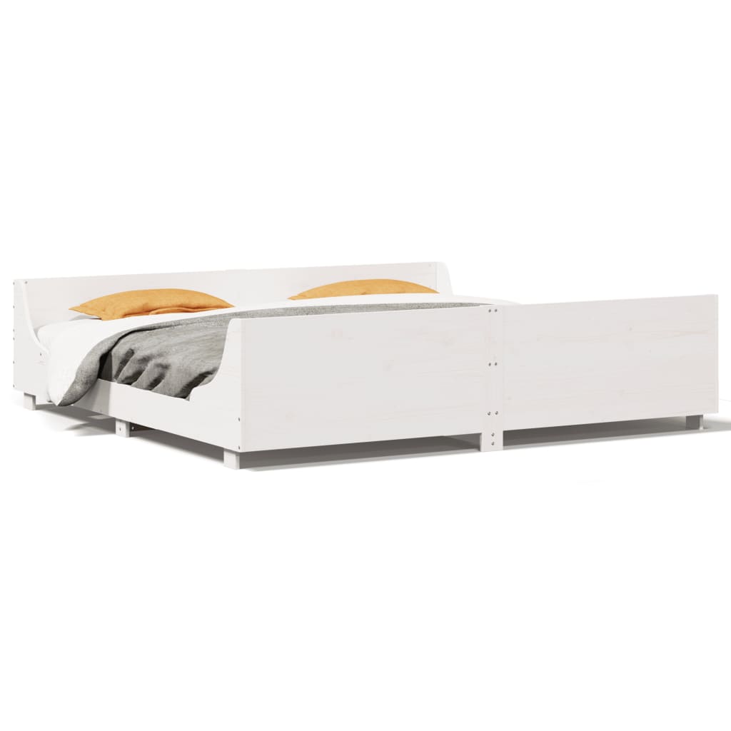 vidaXL Bed Frame without Mattress White 200x200 cm Solid Wood Pine