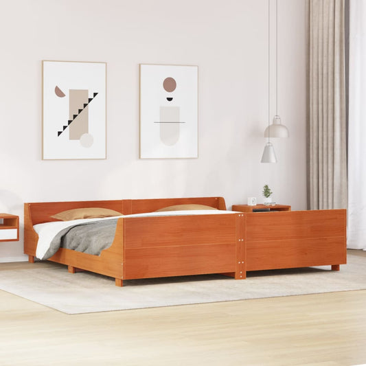 vidaXL Bed Frame without Mattress Wax Brown 200x200 cm Solid Wood Pine