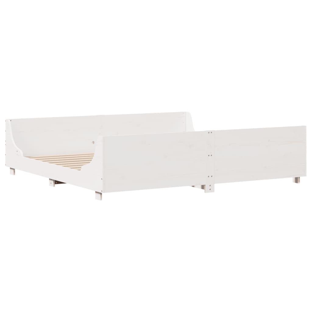 vidaXL Bed Frame without Mattress White 180x200 cm Super King Solid Wood Pine