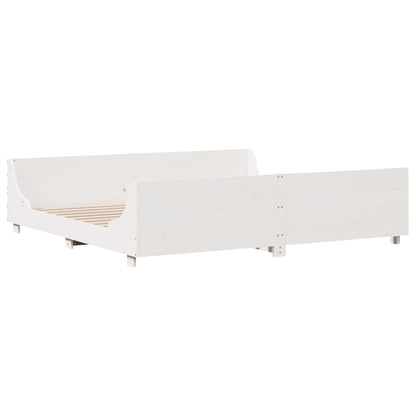 vidaXL Bed Frame without Mattress White 180x200 cm Super King Solid Wood Pine