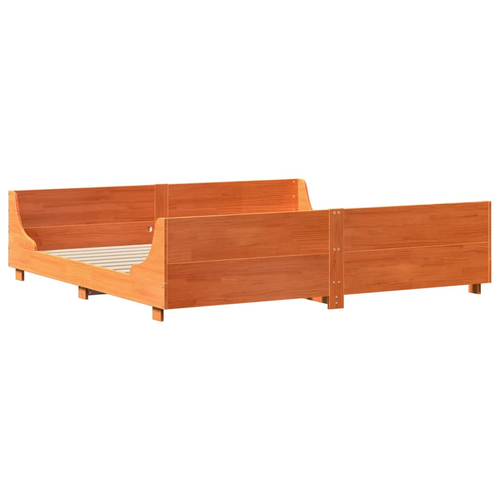 vidaXL Bed Frame without Mattress Wax Brown 180x200 cm Super King Solid Wood Pine