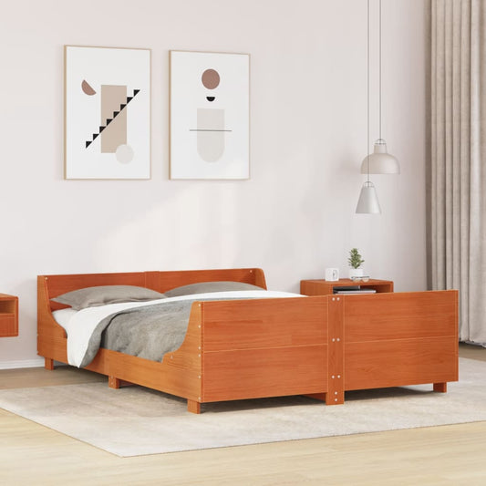 vidaXL Bed Frame without Mattress Wax Brown 160x200 cm Solid Wood Pine