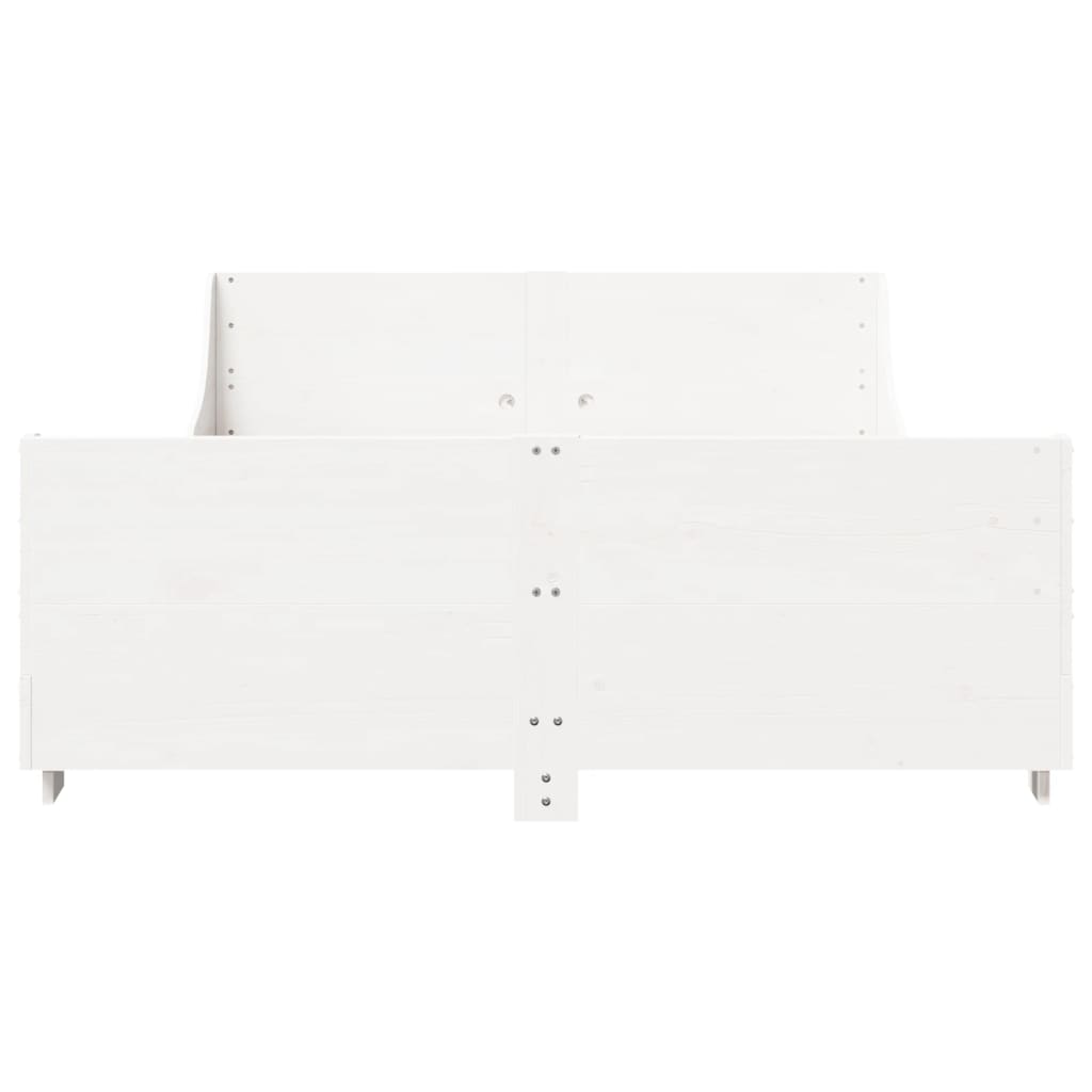 vidaXL Bed Frame without Mattress White 150x200 cm King Size Solid Wood Pine