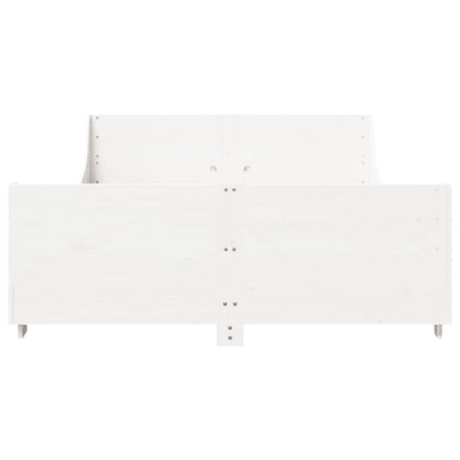 vidaXL Bed Frame without Mattress White 150x200 cm King Size Solid Wood Pine