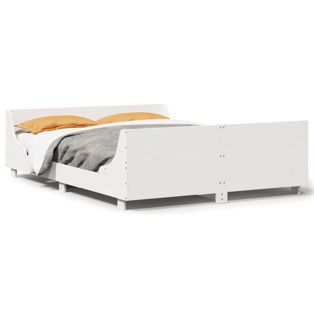 vidaXL Bed Frame without Mattress White 140x200 cm Solid Wood Pine
