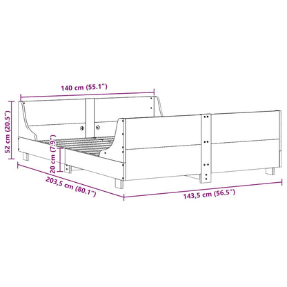 vidaXL Bed Frame without Mattress White 140x200 cm Solid Wood Pine