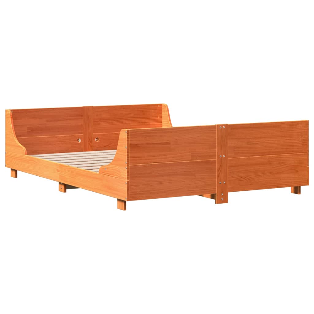 vidaXL Bed Frame without Mattress Wax Brown 140x200 cm Solid Wood Pine