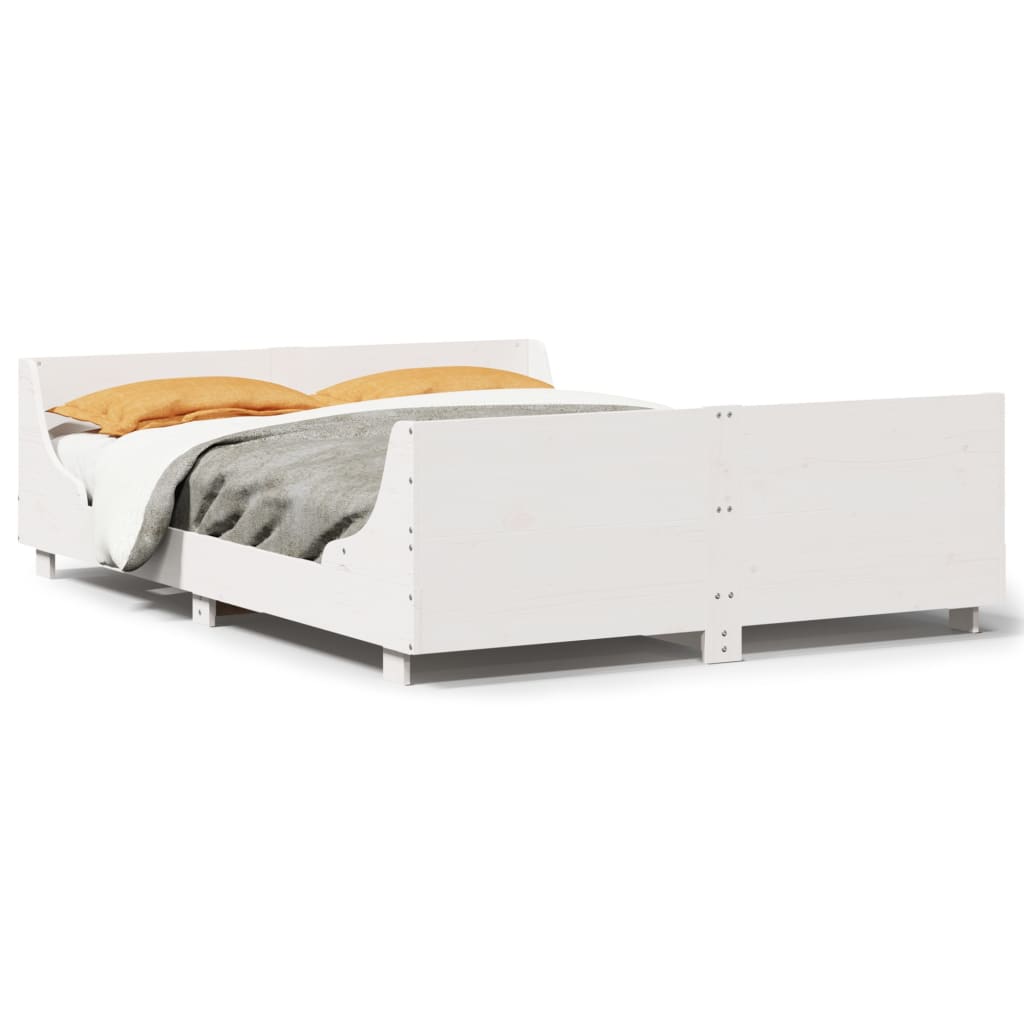 vidaXL Bed Frame without Mattress White 140x190 cm Solid Wood Pine