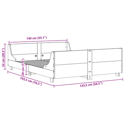 vidaXL Bed Frame without Mattress White 140x190 cm Solid Wood Pine
