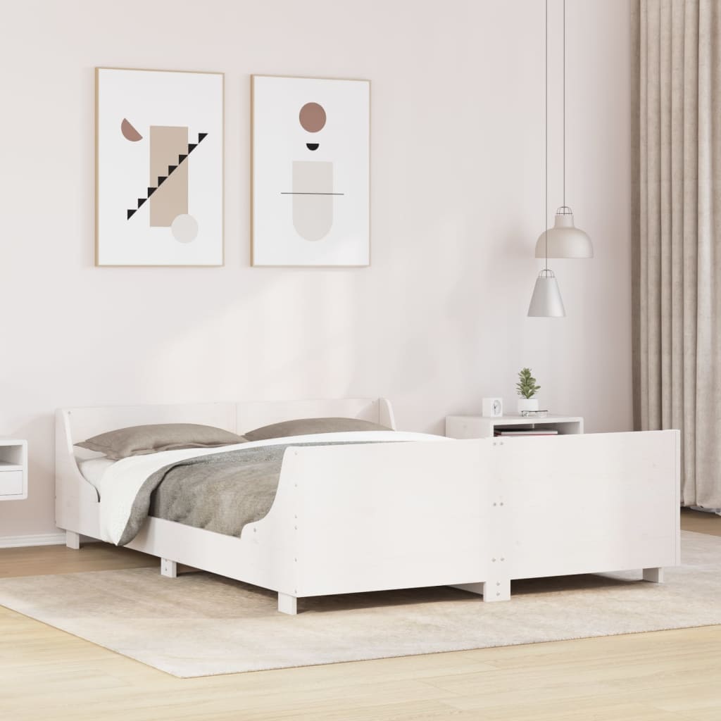 vidaXL Bed Frame without Mattress White 140x190 cm Solid Wood Pine