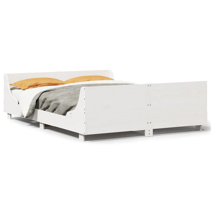 vidaXL Bed Frame without Mattress White 135x190 cm Double Solid Wood Pine