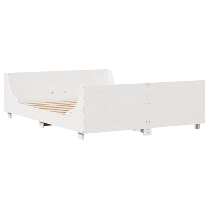vidaXL Bed Frame without Mattress White 135x190 cm Double Solid Wood Pine
