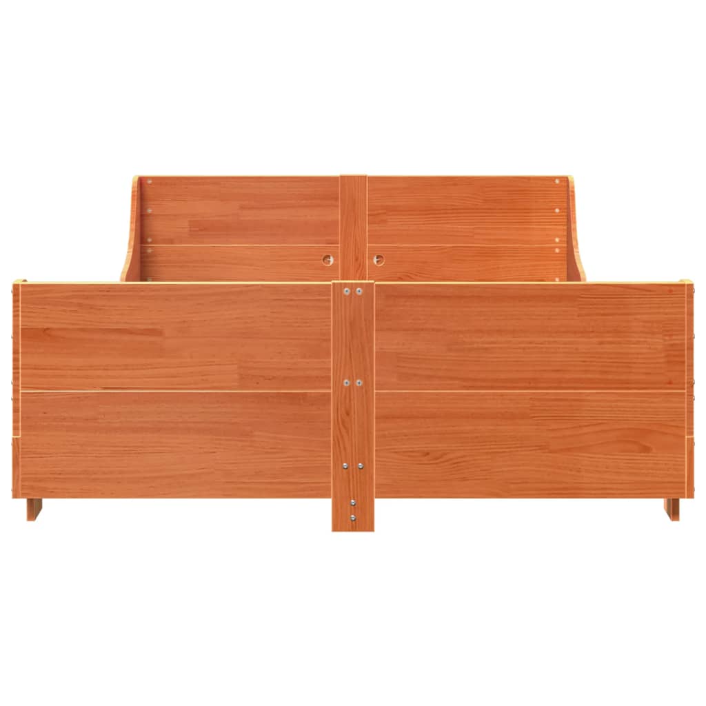 vidaXL Bed Frame without Mattress Wax Brown 135x190 cm Double Solid Wood Pine