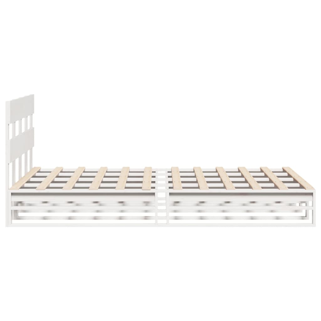 vidaXL Bed Frame without Mattress White 150x200 cm King Size Solid Wood Pine