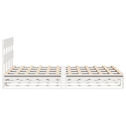 vidaXL Bed Frame without Mattress White 150x200 cm King Size Solid Wood Pine