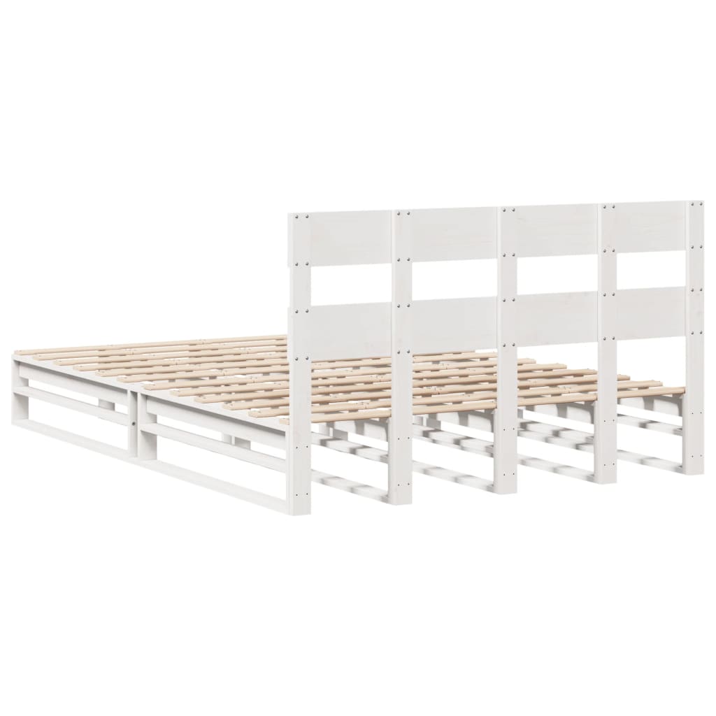 vidaXL Bed Frame without Mattress White 150x200 cm King Size Solid Wood Pine