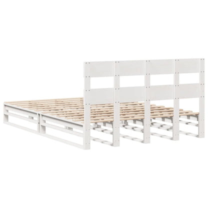 vidaXL Bed Frame without Mattress White 150x200 cm King Size Solid Wood Pine