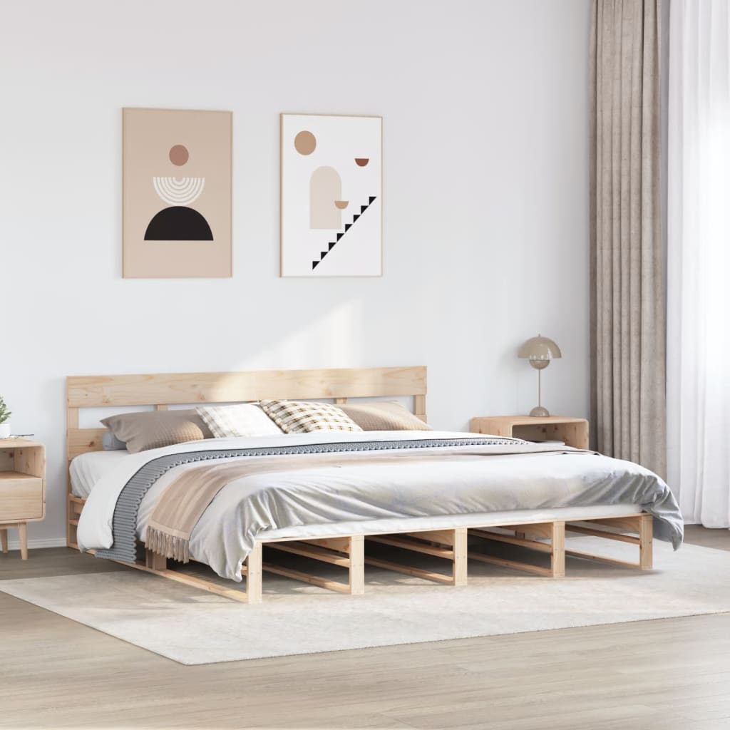 vidaXL Bed Frame without Mattress 180x200 cm Super King Solid Wood Pine