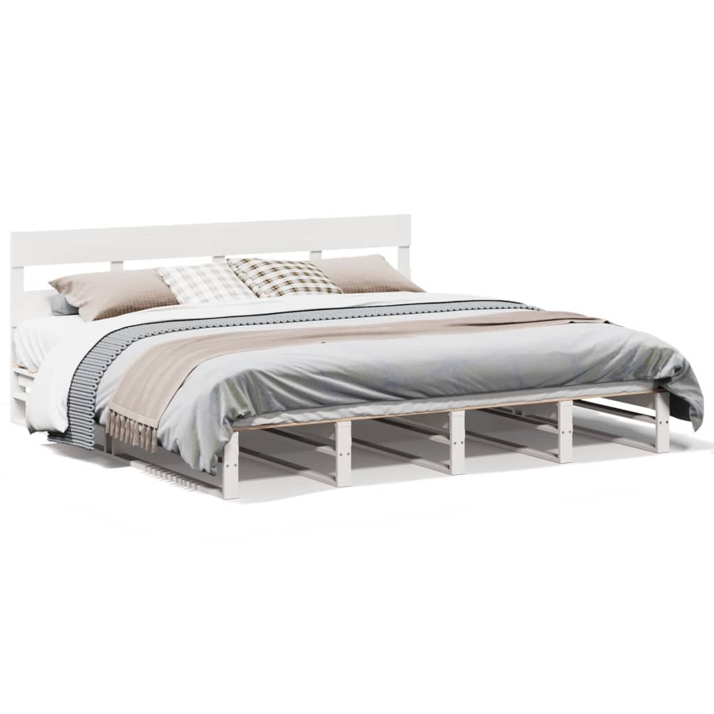 vidaXL Bed Frame without Mattress White 180x200 cm Super King Solid Wood Pine