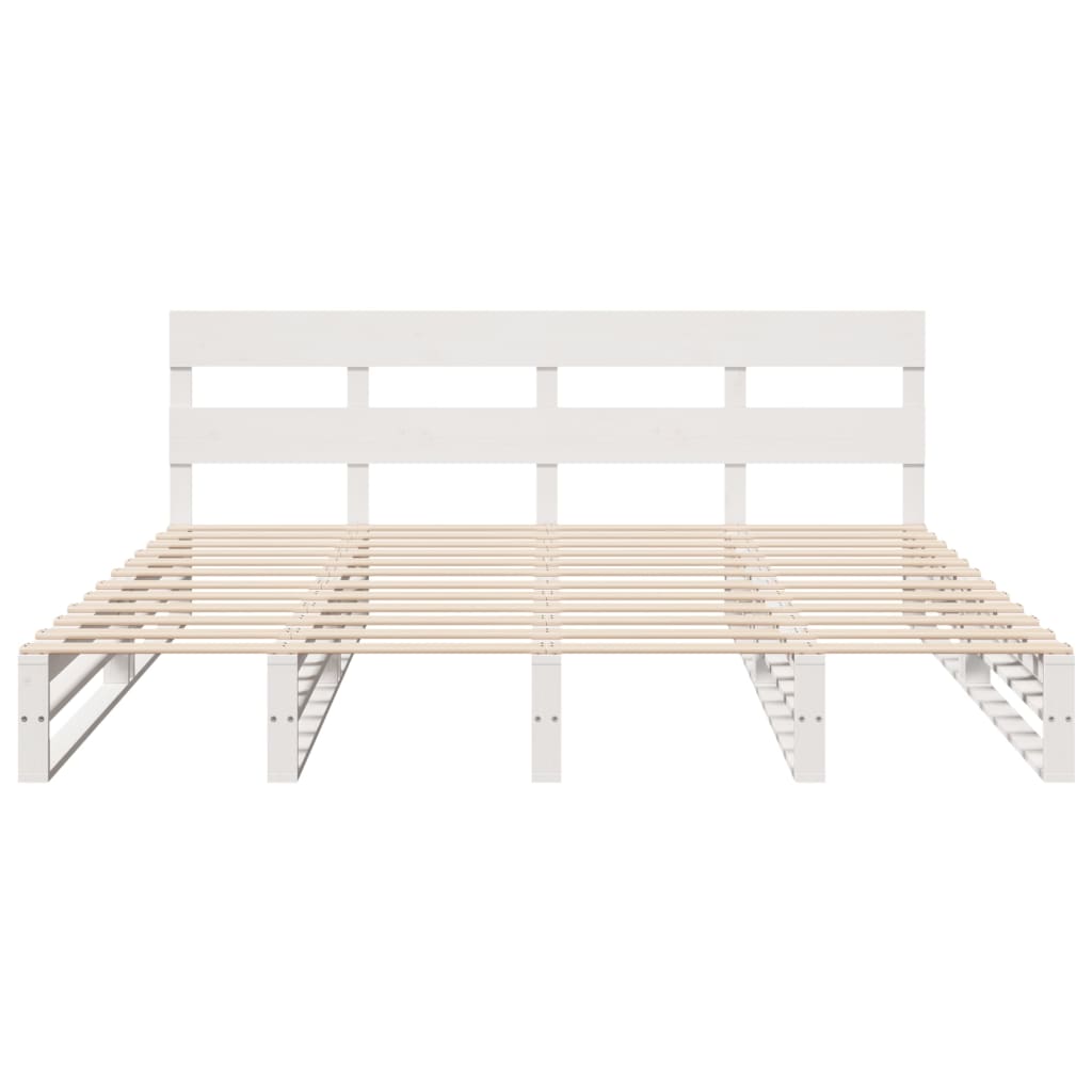 vidaXL Bed Frame without Mattress White 180x200 cm Super King Solid Wood Pine