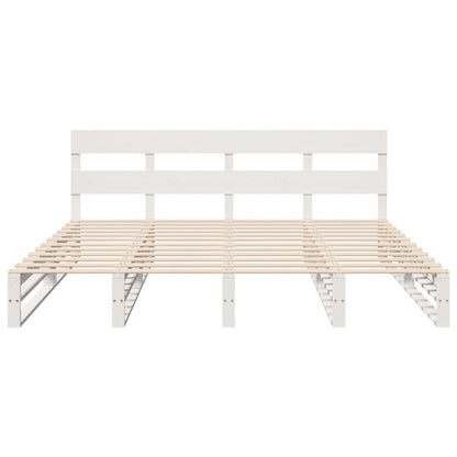 vidaXL Bed Frame without Mattress White 180x200 cm Super King Solid Wood Pine
