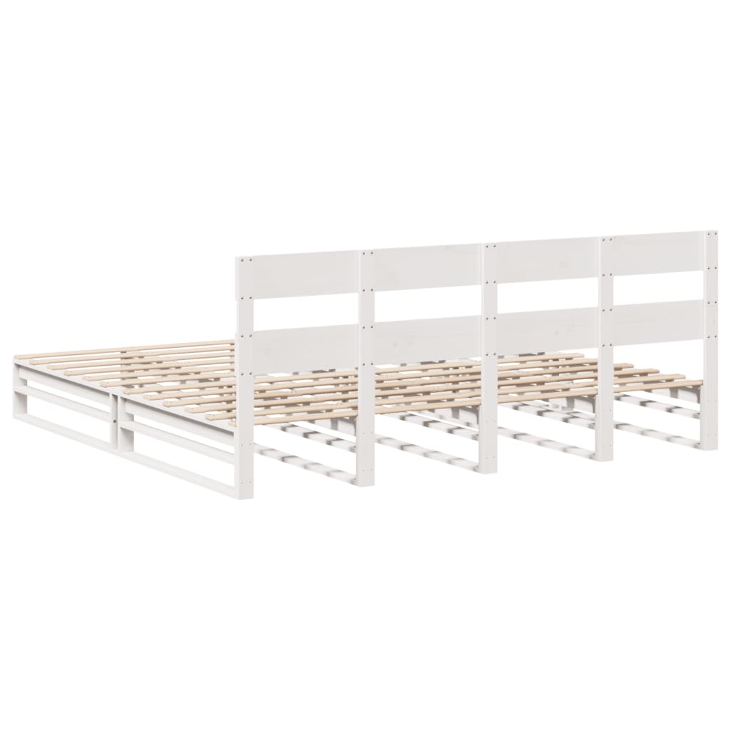 vidaXL Bed Frame without Mattress White 180x200 cm Super King Solid Wood Pine