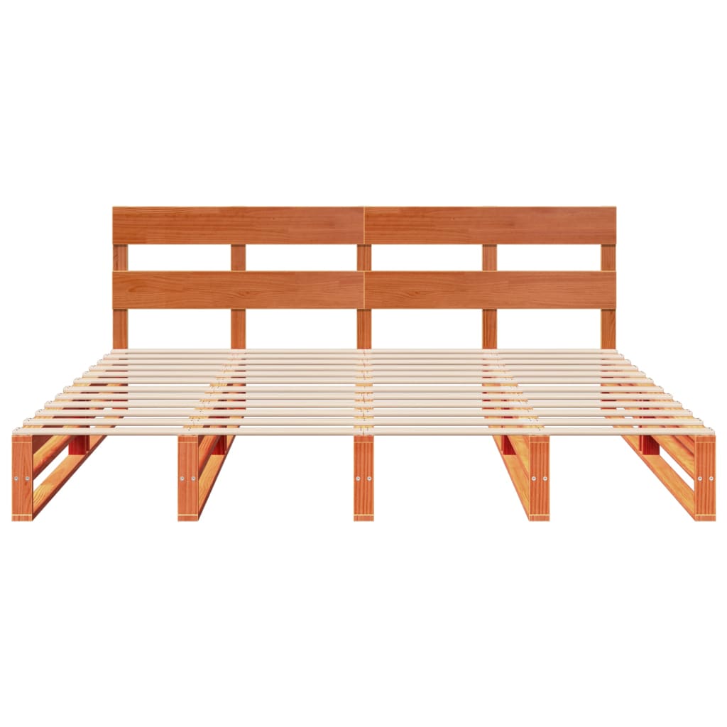 vidaXL Bed Frame without Mattress Wax Brown 180x200 cm Super King Solid Wood Pine