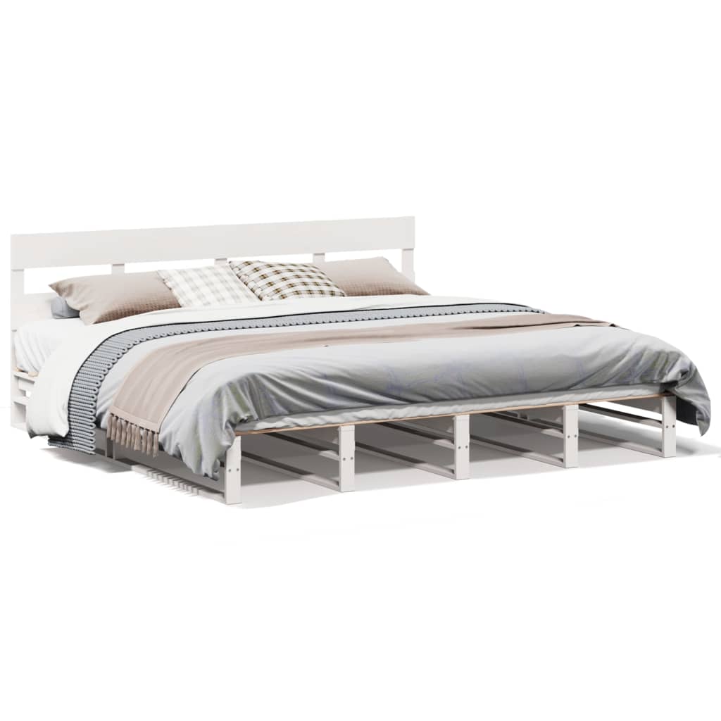vidaXL Bed Frame without Mattress White 200x200 cm Solid Wood Pine