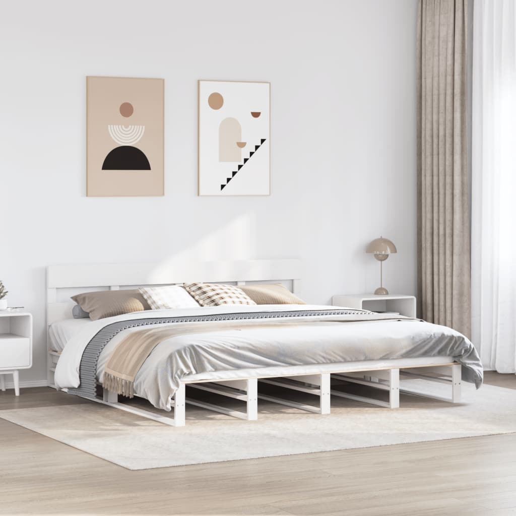 vidaXL Bed Frame without Mattress White 200x200 cm Solid Wood Pine