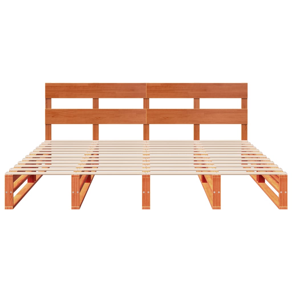 vidaXL Bed Frame without Mattress Wax Brown 200x200 cm Solid Wood Pine