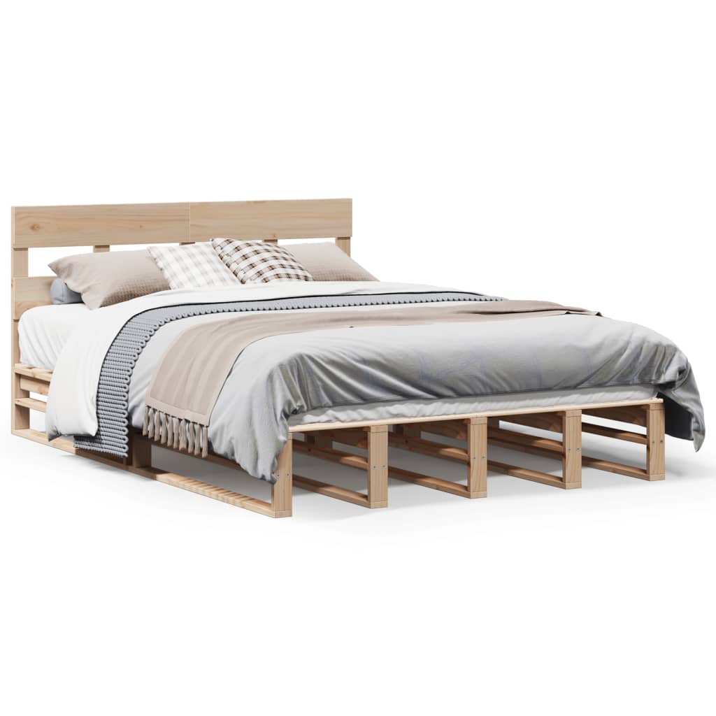 vidaXL Bed Frame without Mattress 135x190 cm Double Solid Wood Pine