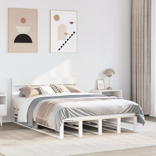 vidaXL Bed Frame without Mattress White 135x190 cm Double Solid Wood Pine