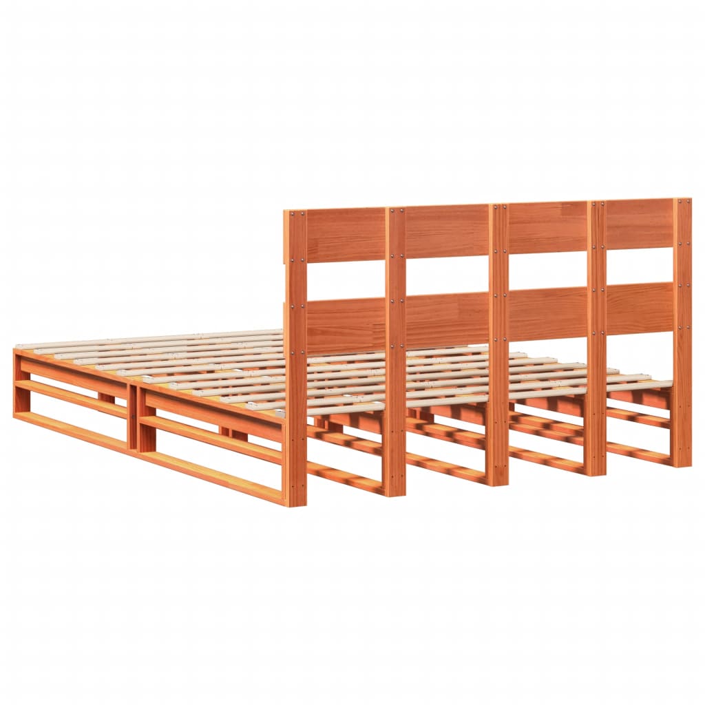 vidaXL Bed Frame without Mattress Wax Brown 135x190 cm Double Solid Wood Pine