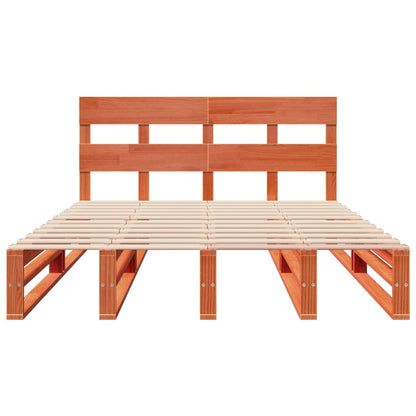 vidaXL Bed Frame without Mattress Wax Brown 140x190 cm Solid Wood Pine