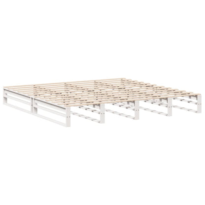 vidaXL Bed Frame without Mattress White 180x200 cm Super King Solid Wood Pine