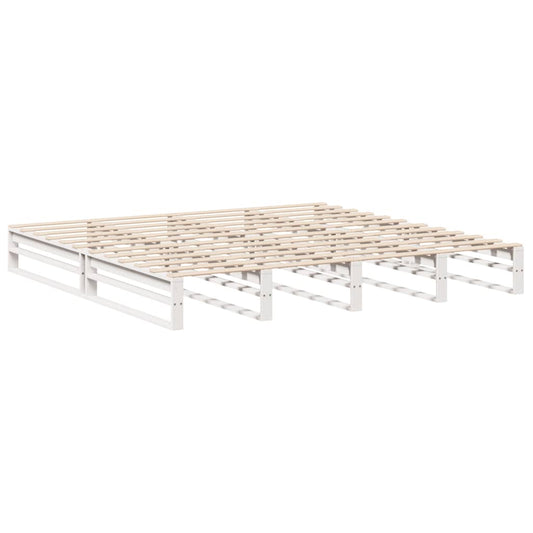 vidaXL Bed Frame without Mattress White 180x200 cm Super King Solid Wood Pine
