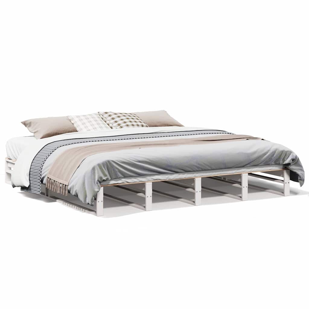 vidaXL Bed Frame without Mattress White 200x200 cm Solid Wood Pine